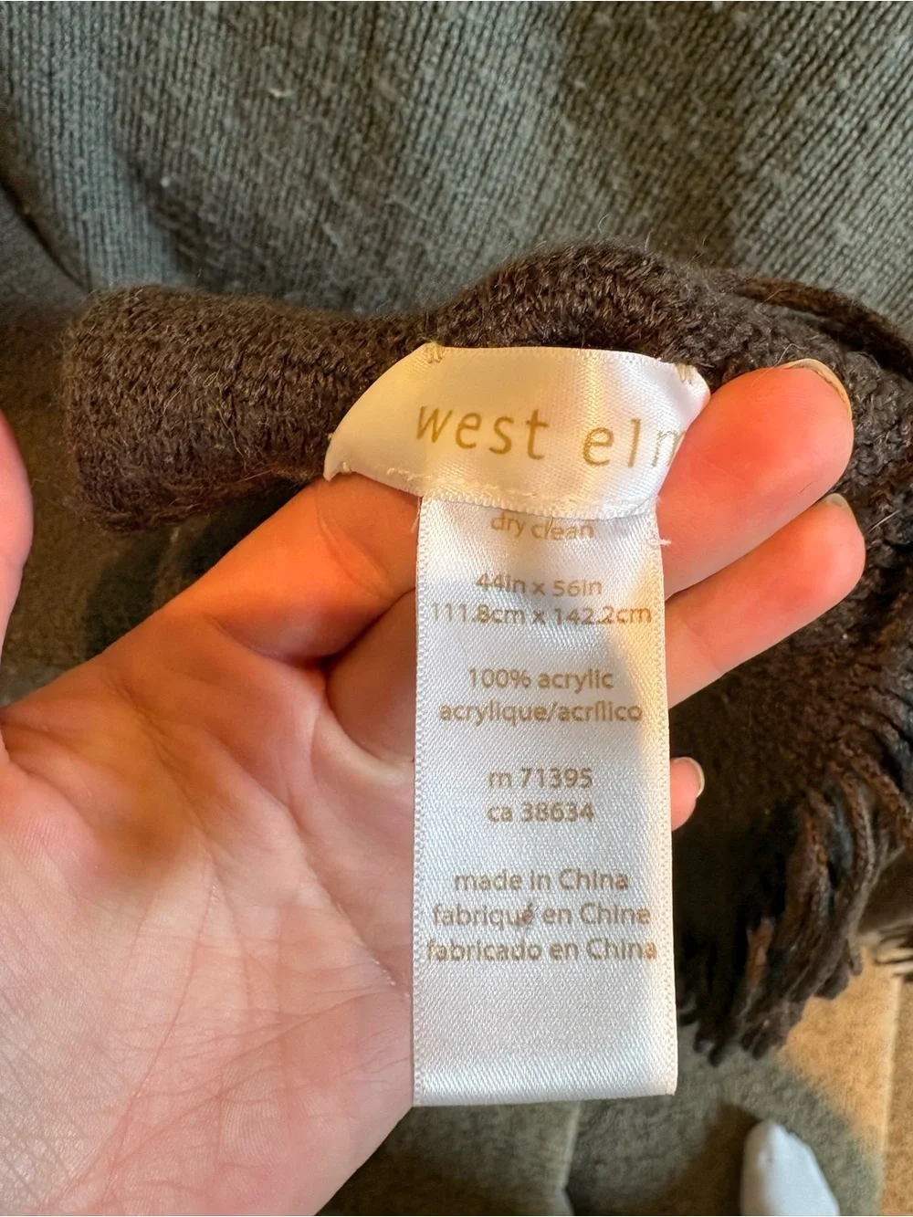 West Elm Gray Ombre Fringe Throw